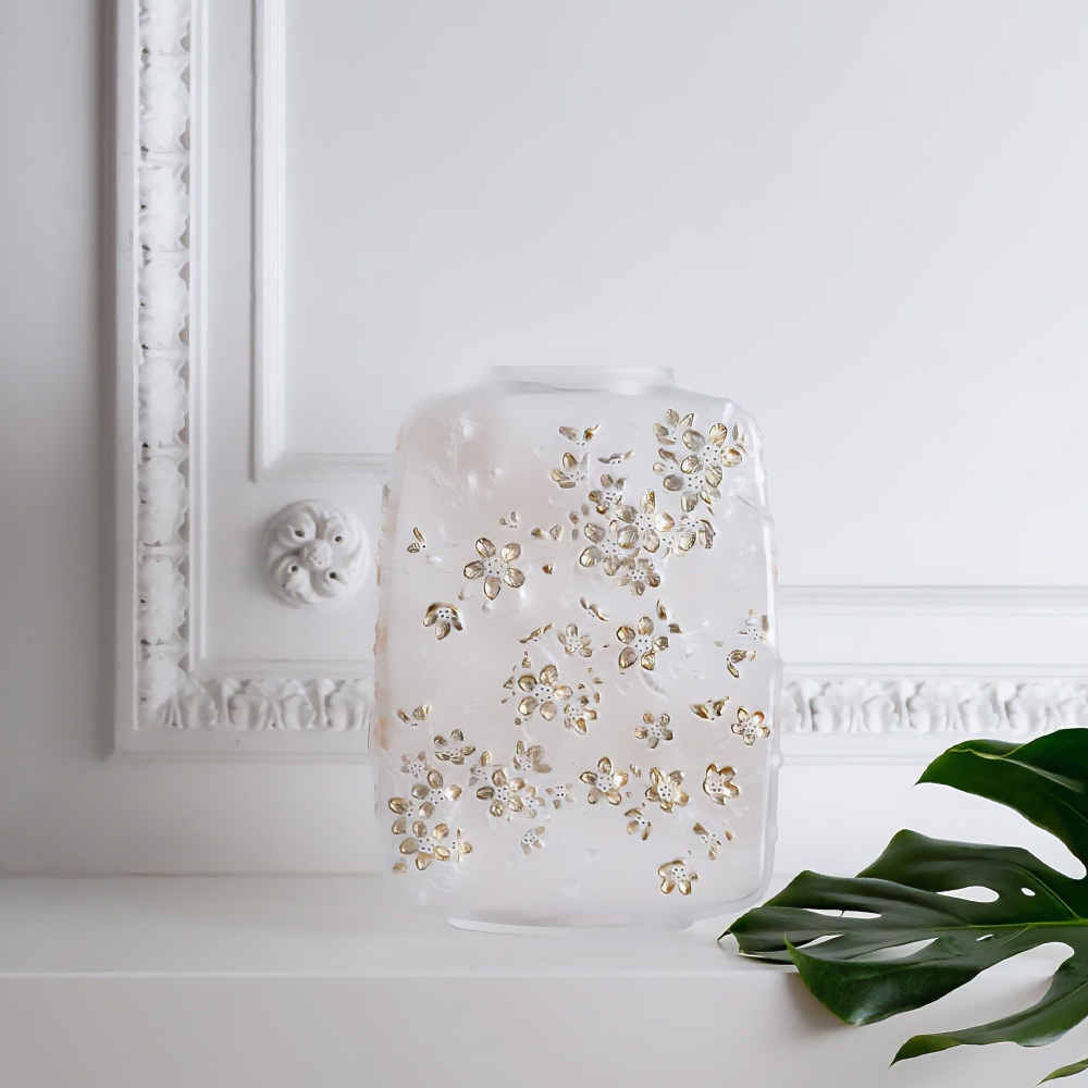 Lalique Fleurs De Cerisier crystal vase - Numbered edition