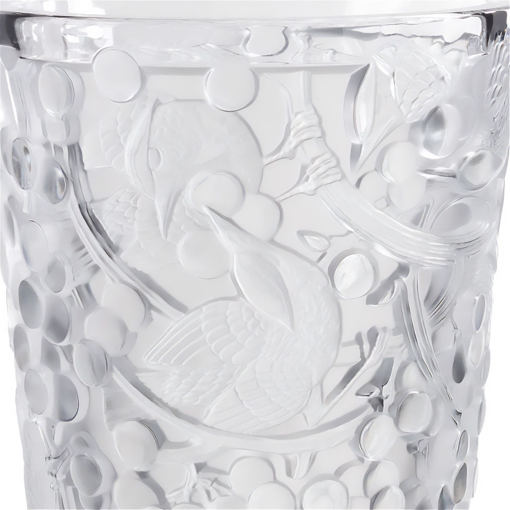 Lalique Vaso grande in cristallo Merles Et Raisins Incolore