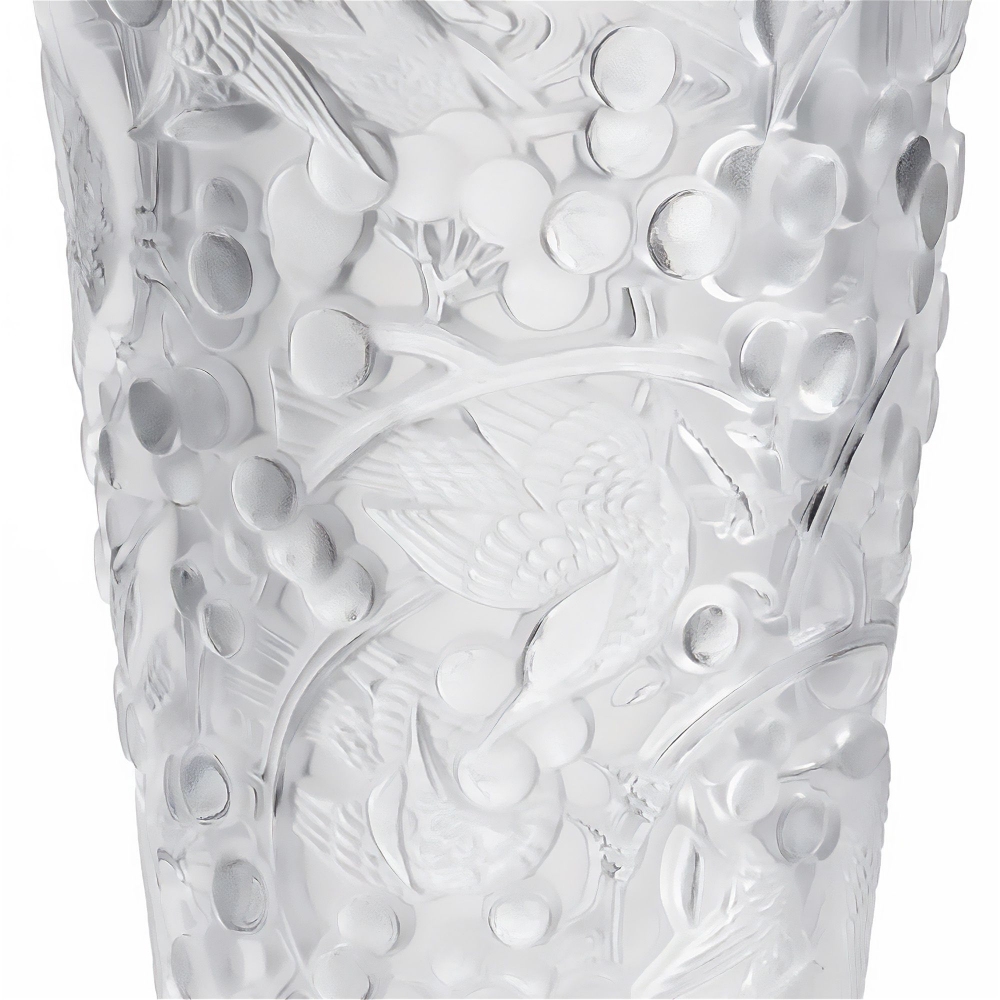 Lalique Vaso medio in cristallo Merles Et Raisins Incolore