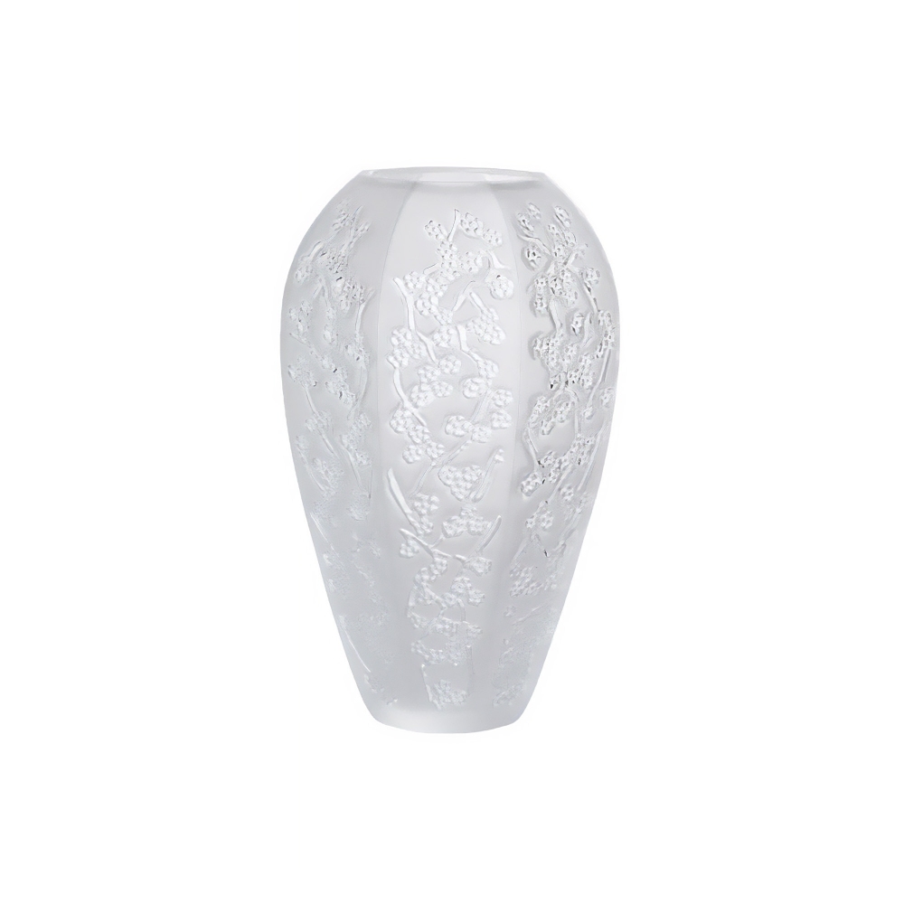 Lalique Sakura large crystal vase