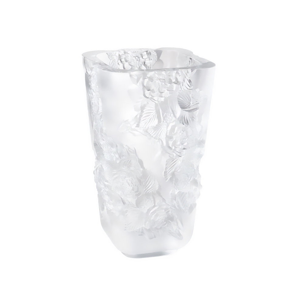 Lalique Pivoines large crystal vase