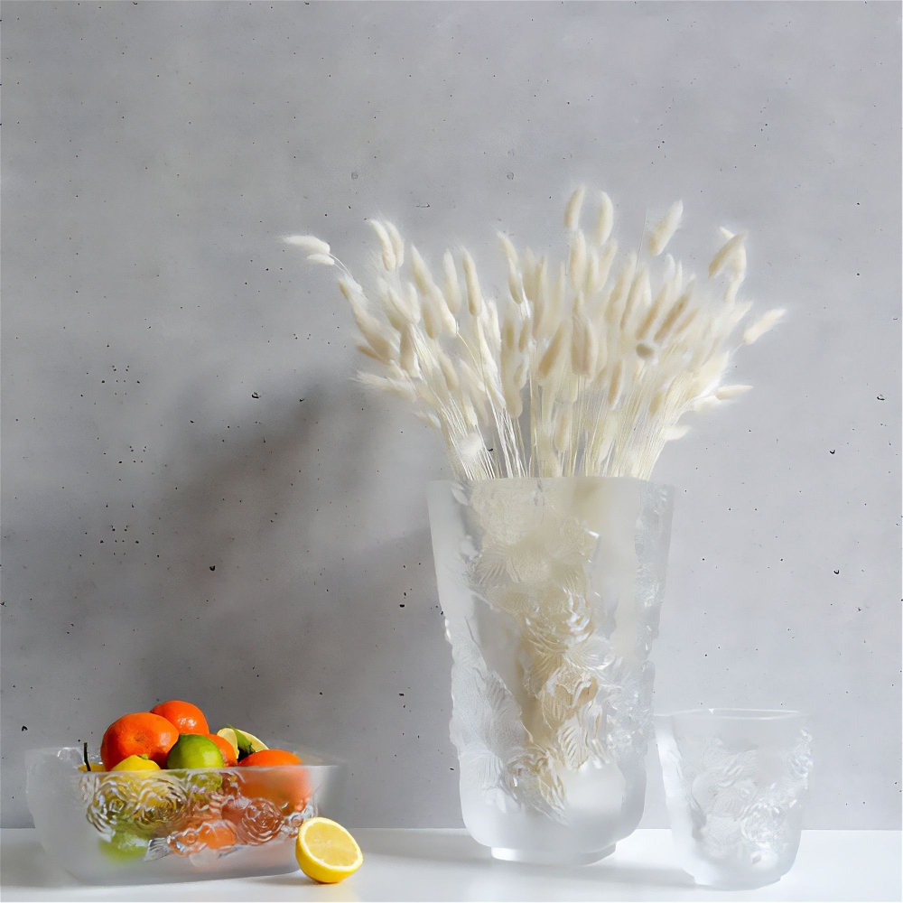 Lalique Vaso grande in cristallo Pivoines