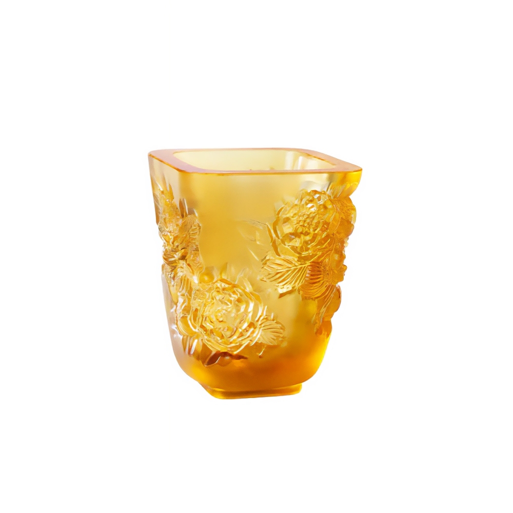 Lalique Pivoines small amber crystal...