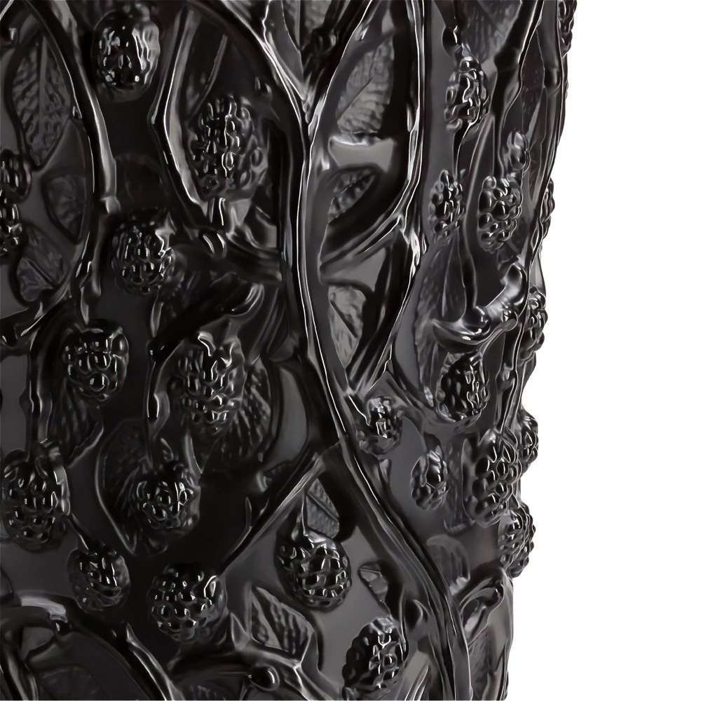 Lalique Mûres large black crystal vase
