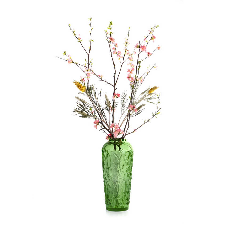 Laliqu Mûres large green crystal vase