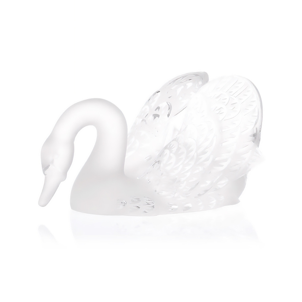 Lalique Swan Head Down Clear crystal...