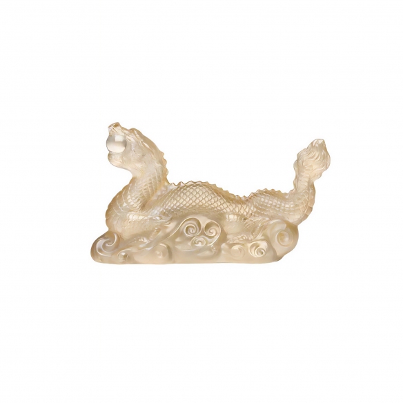Lalique Scultura in cristallo Dragon Tianlong Lustré Or