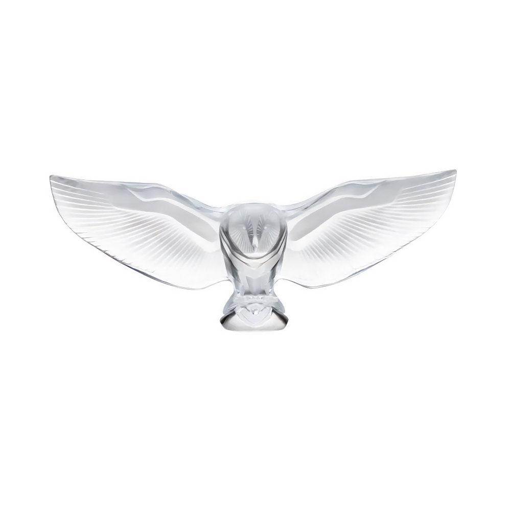 Lalique Barn Owl Clear crystal sculpture