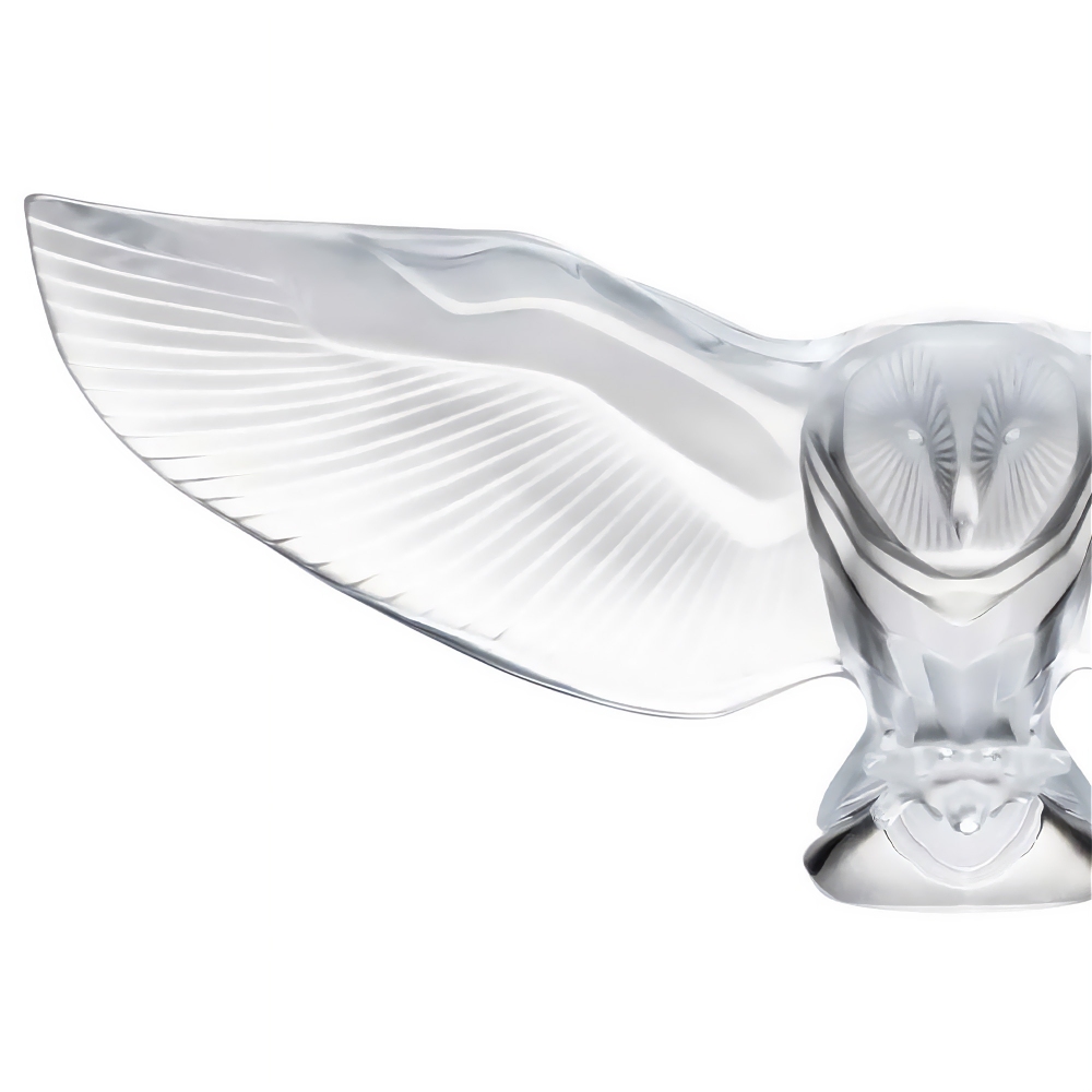 Lalique Barn Owl Clear crystal sculpture
