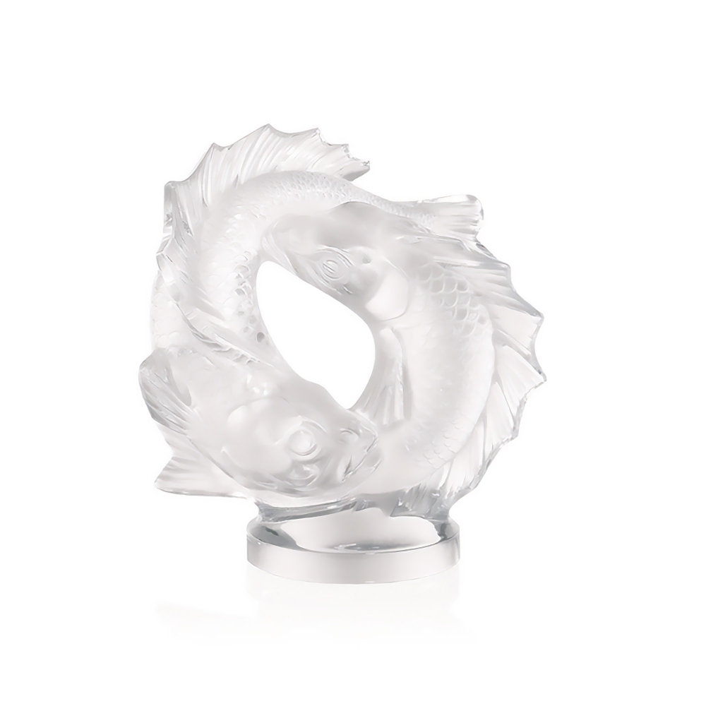 Lalique Double Fish crystal sculpture
