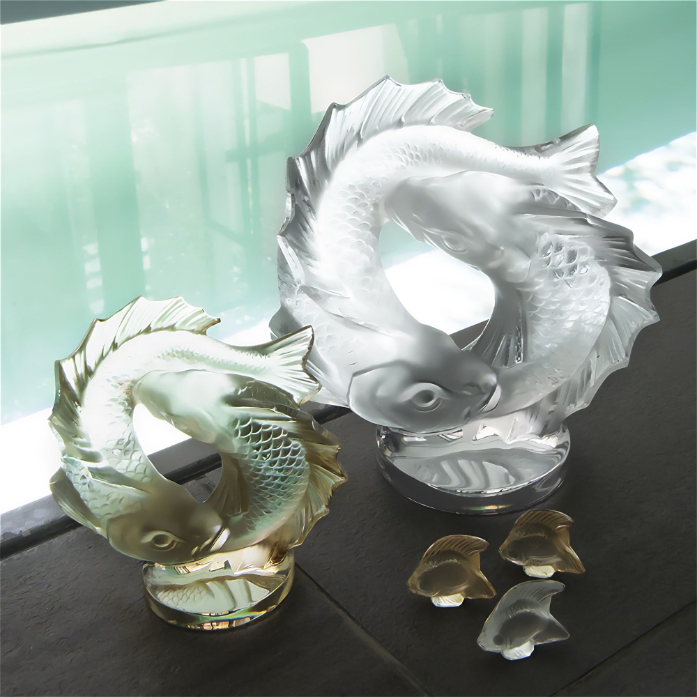 Lalique Double Fish crystal sculpture