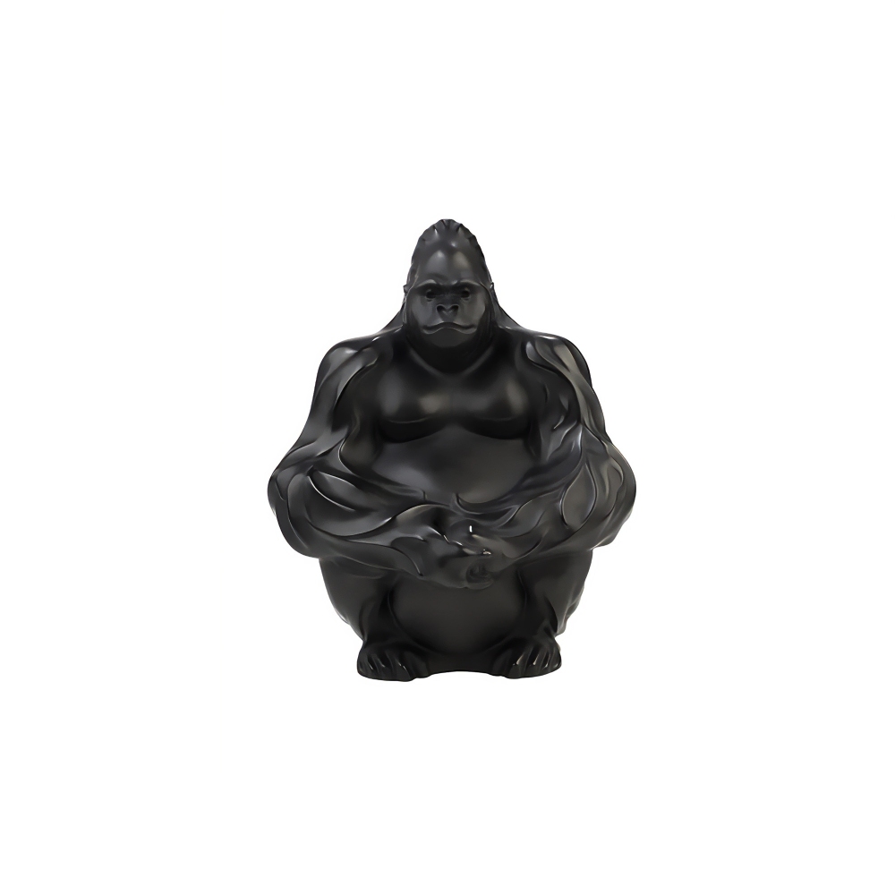 Lalique Gorilla Black crystal sculpture