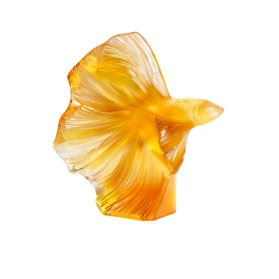 Lalique Fighting Fish Amber...