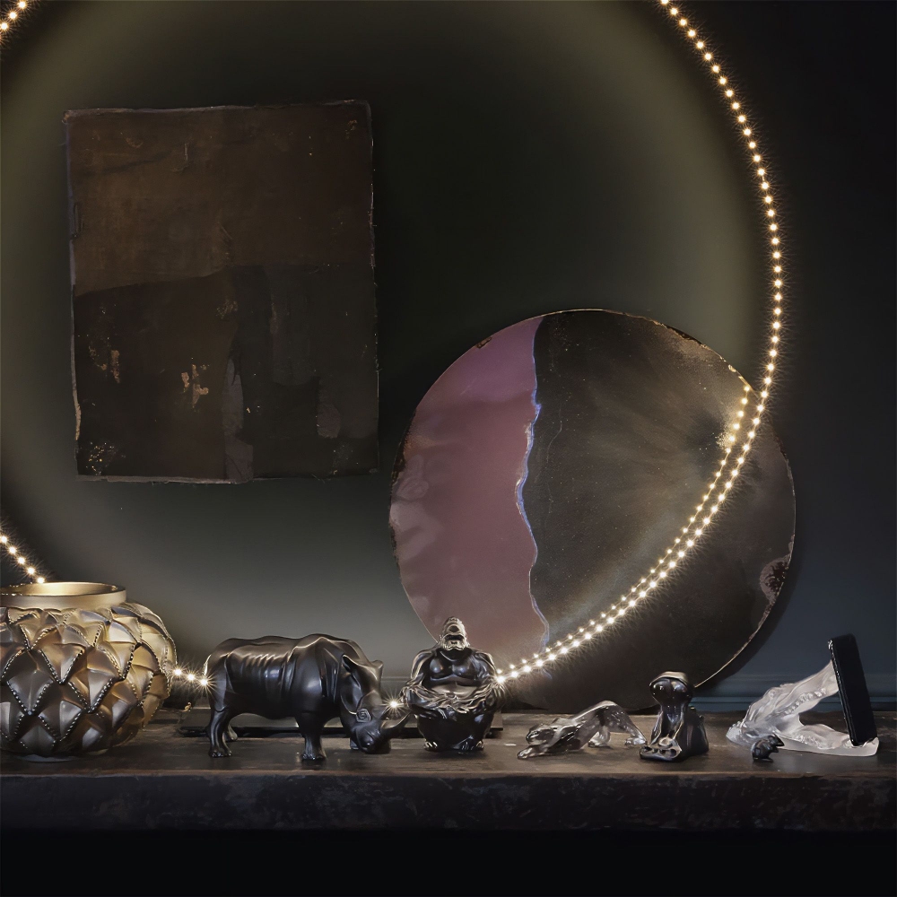 Lalique Rhinoceros Black crystal sculpture