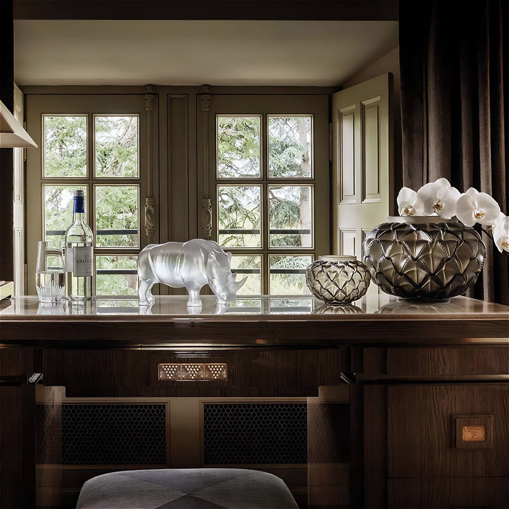 Lalique Rhinoceros Clear crystal sculpture