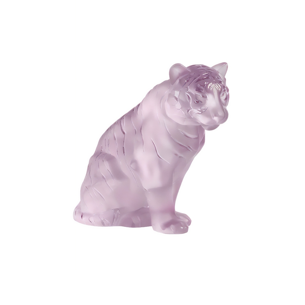 Lalique Sitting Tiger Pink crystal...