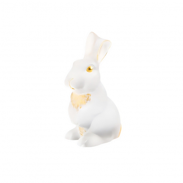 Lalique Toulouse Rabbit Gold Stamped crystal sculpture