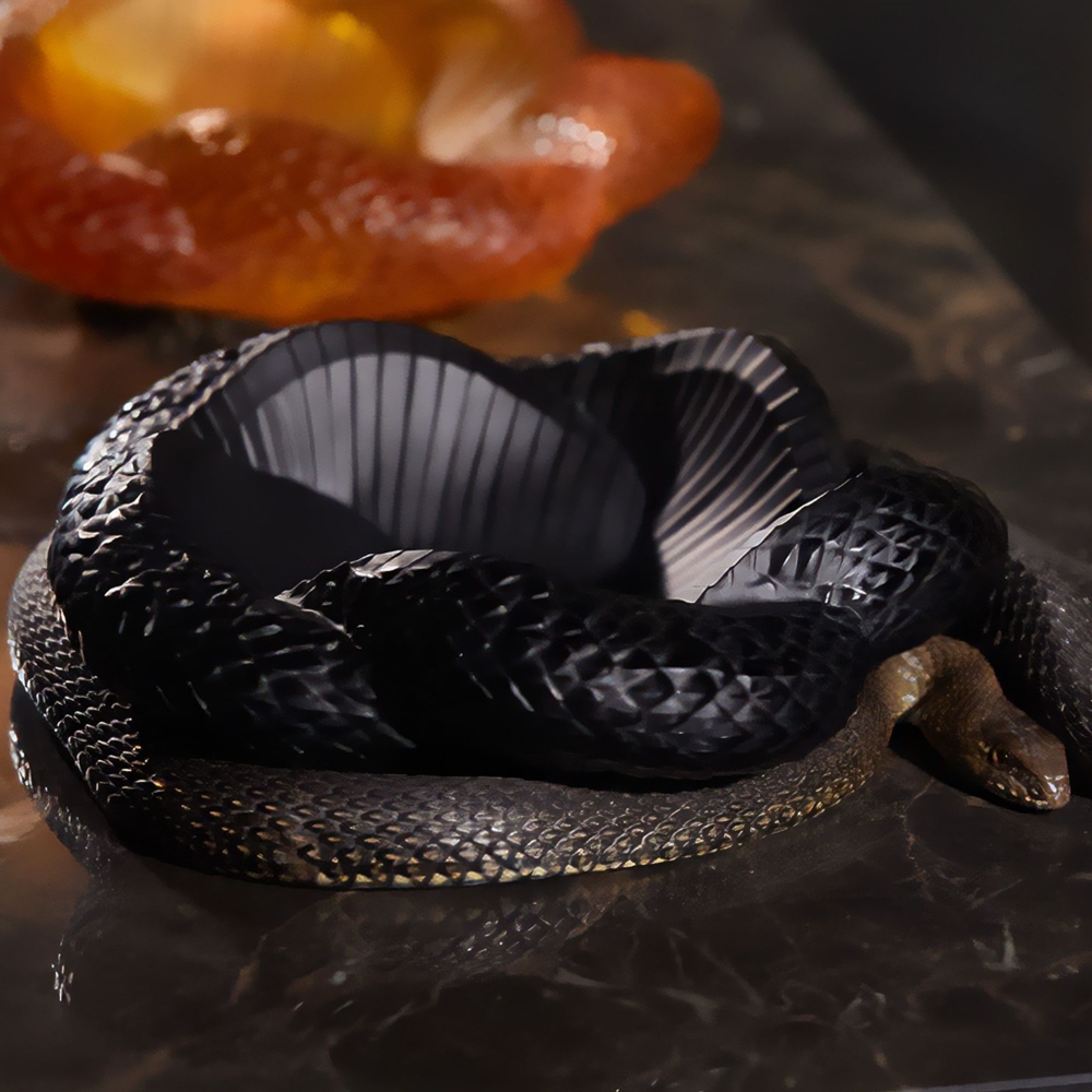 Lalique Serpent Bowl in Black Crystal
