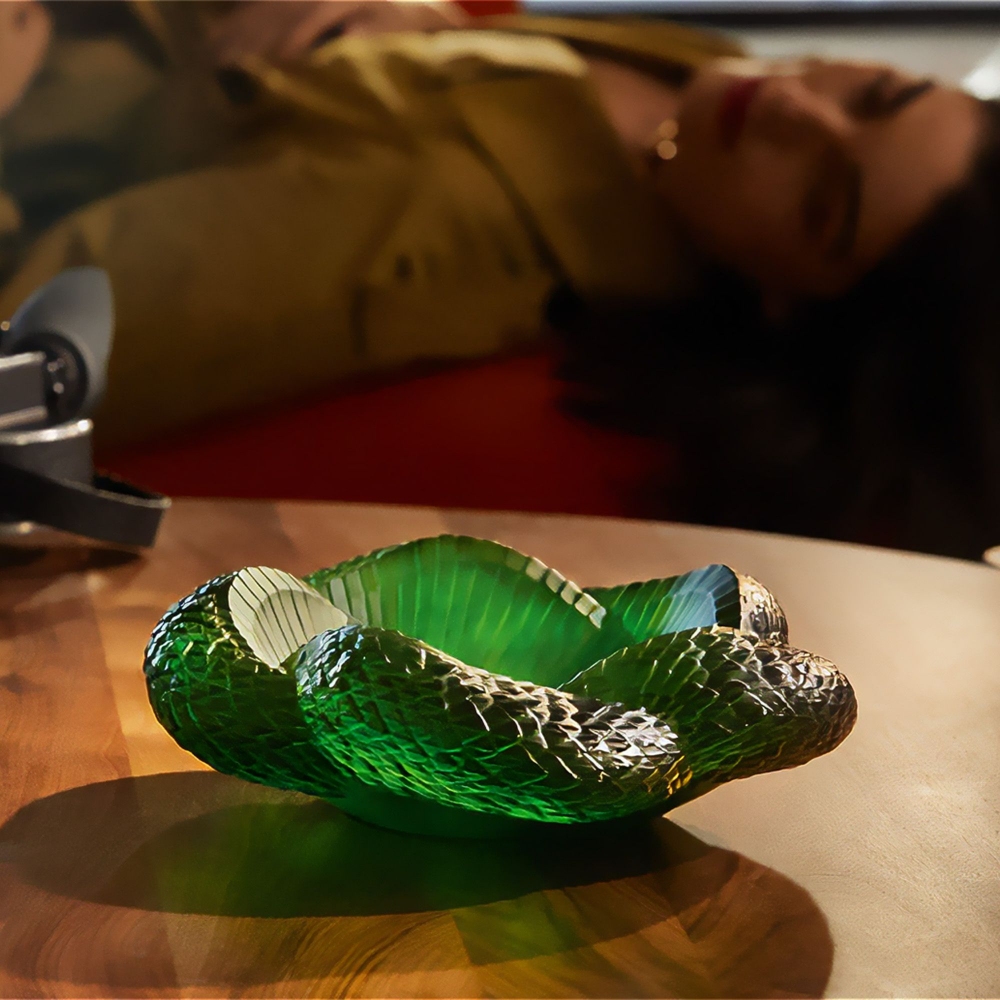 Lalique Ciotola in cristallo verde amazzonico Serpent