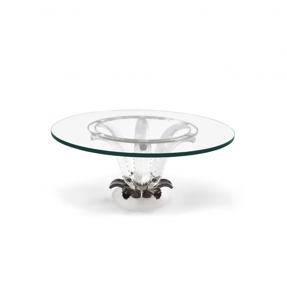 Lalique Coffee Table Cactus in Clear and Black Crystal