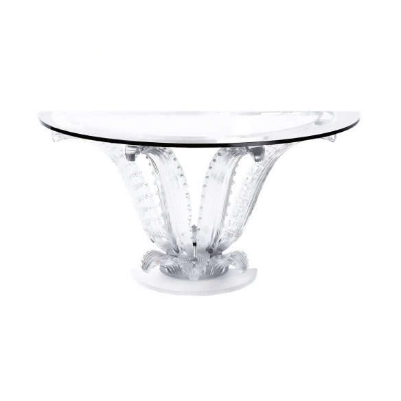 Lalique Cactus Half-Moon Console in Clear Crystal