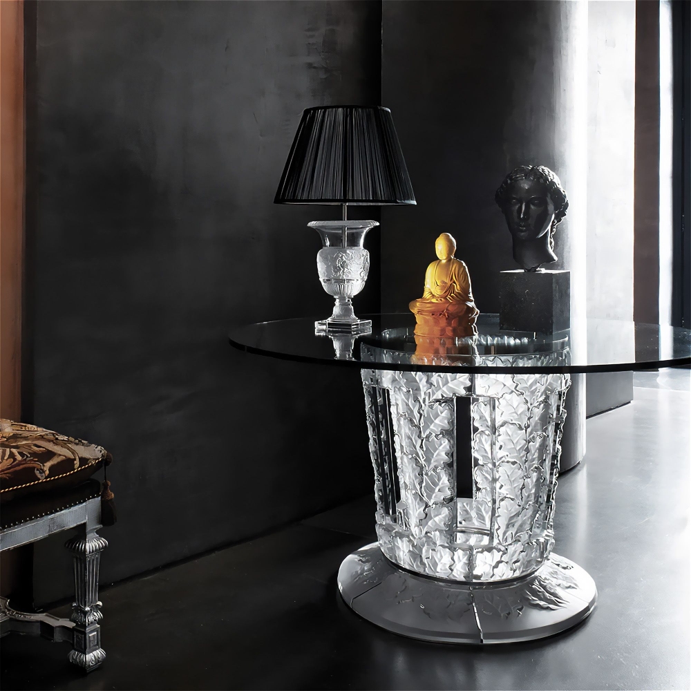 Lalique Chêne Round Table in Clear Crystal