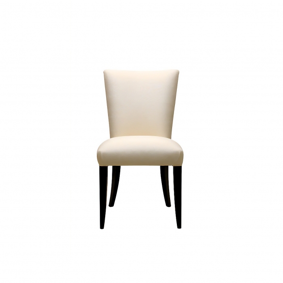 Lalique Sedia contemporanea senza braccioli in cristallo trasparente, laccatura nera e seta avorio Masque de femme