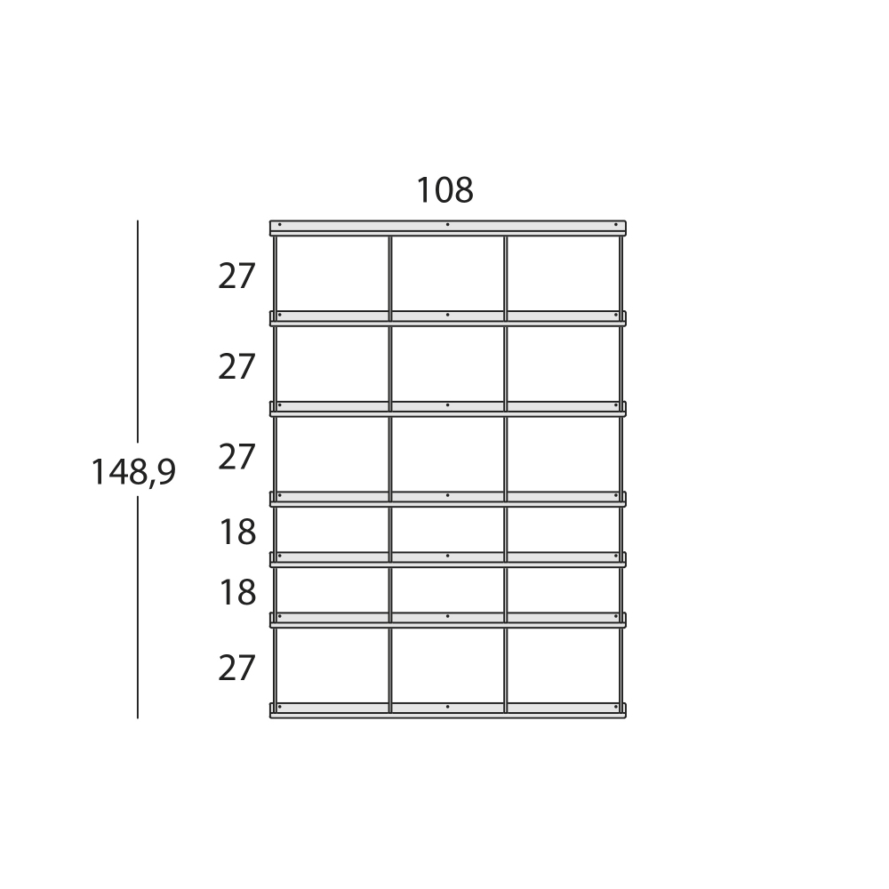 Caos Creativo All-Over Bookcase 108x148,9 cm Anthracite