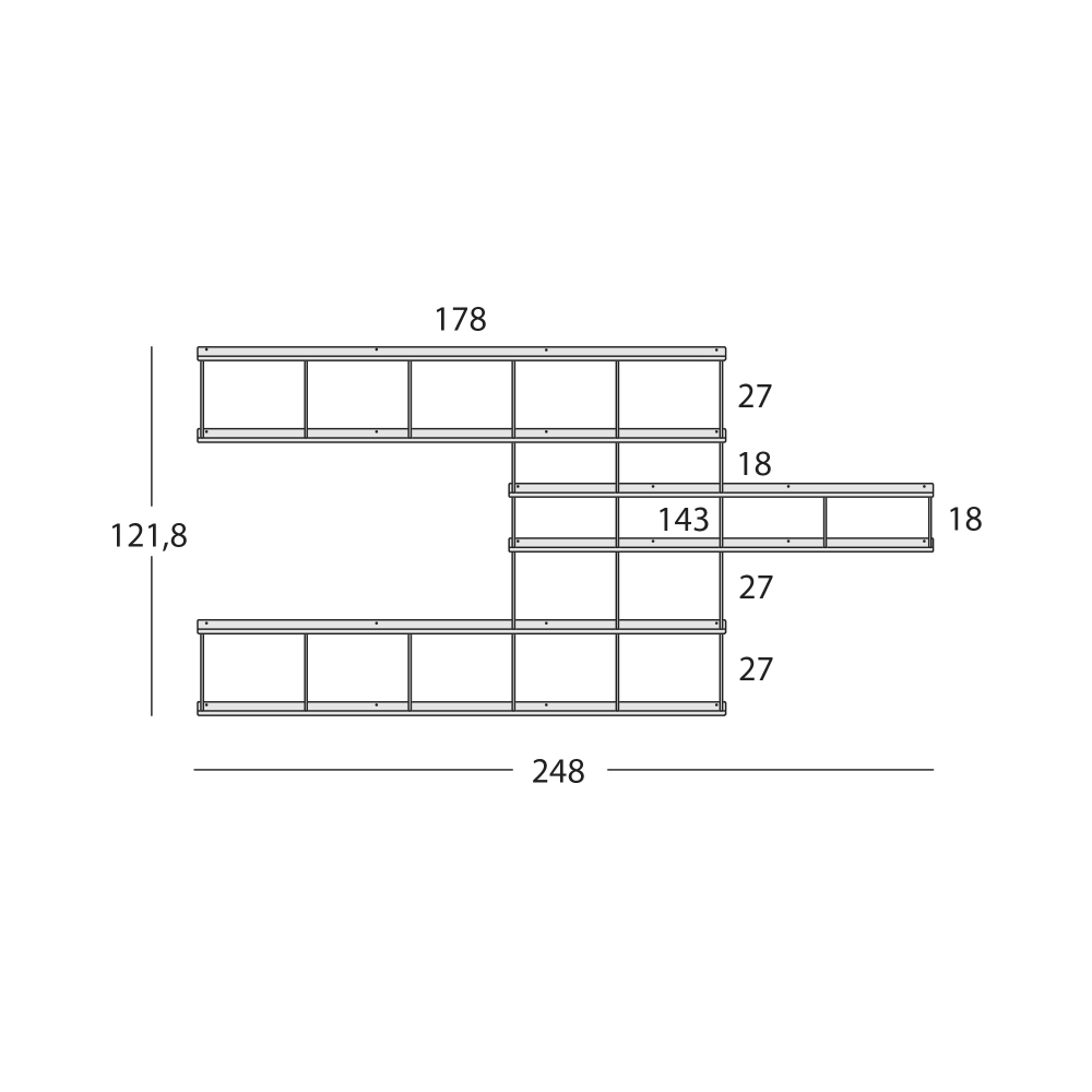 Caos Creativo Libreria All-Over 121,8x248 cm Antracite