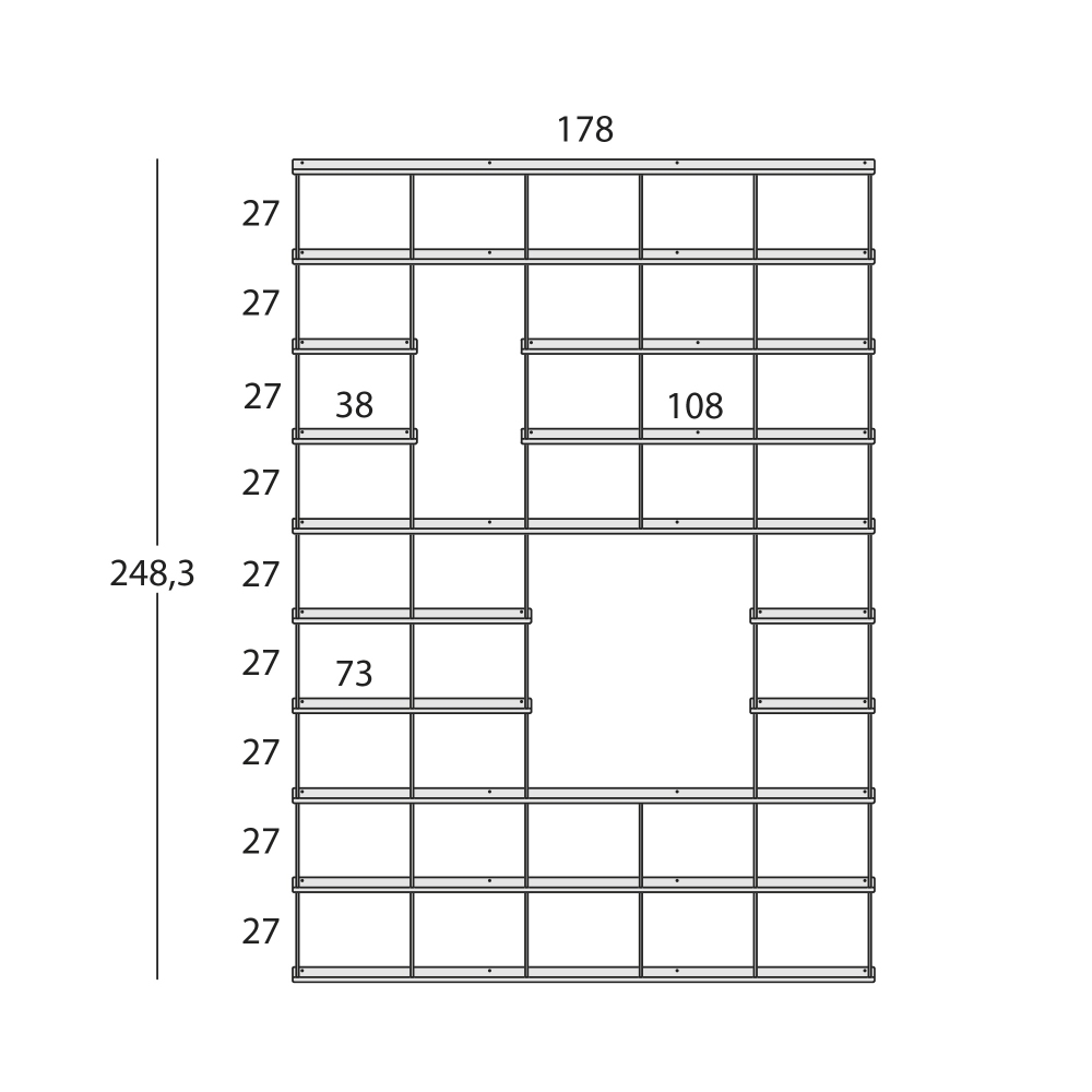 Caos Creativo All-Over Bookcase 178x248.3 cm Anthracite