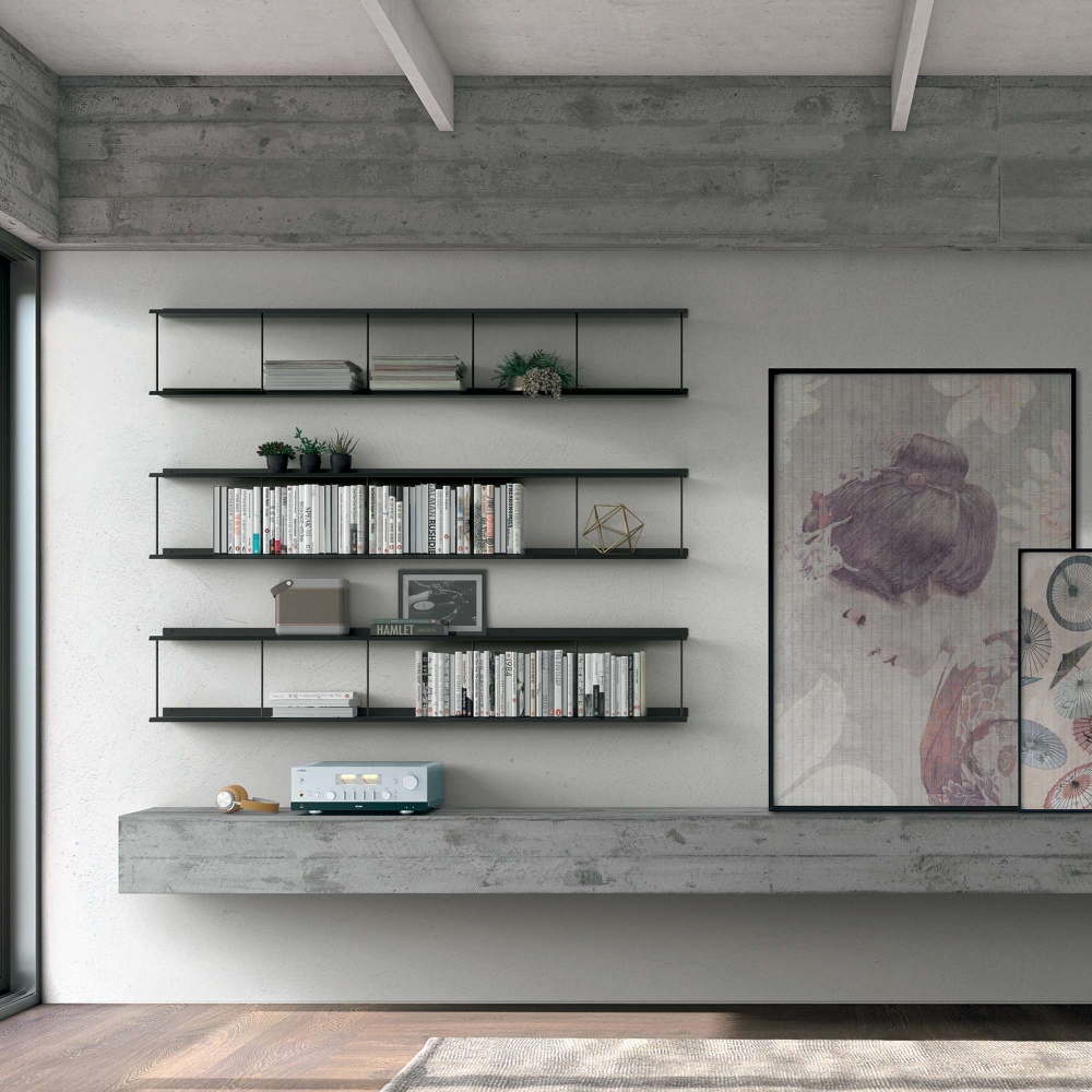 Caos Creativo All-Over Anthracite Bookcase - Composition 15