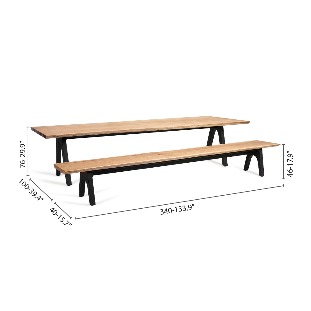 Diphano Tavolo 340x100 cm più panca 340x40 cm  Pure