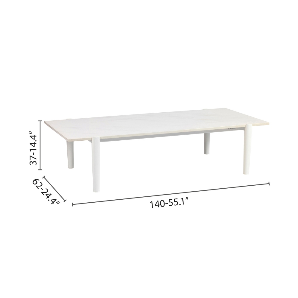 Diphano Tavolino con top in ceramica 140x62 h37 cm Switch Fabric