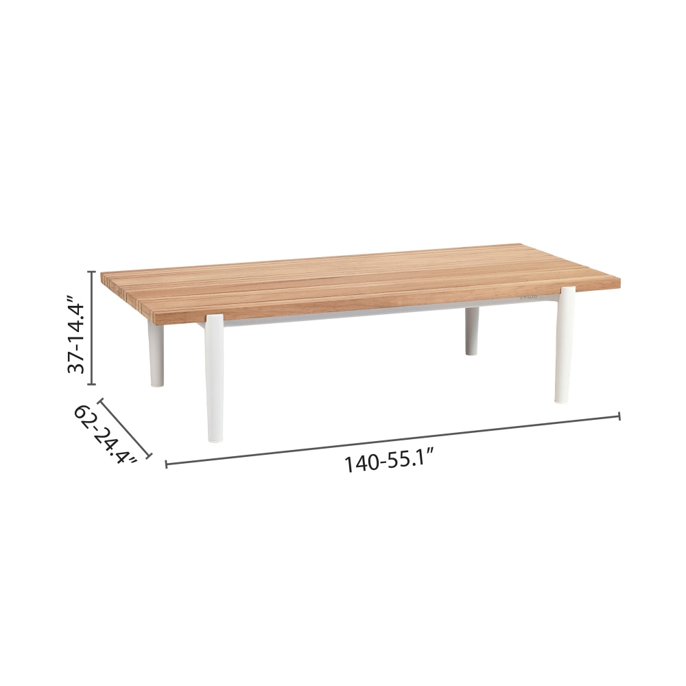Diphano Switch Fabric coffee table 140x62 cm 37h cm with Teak top