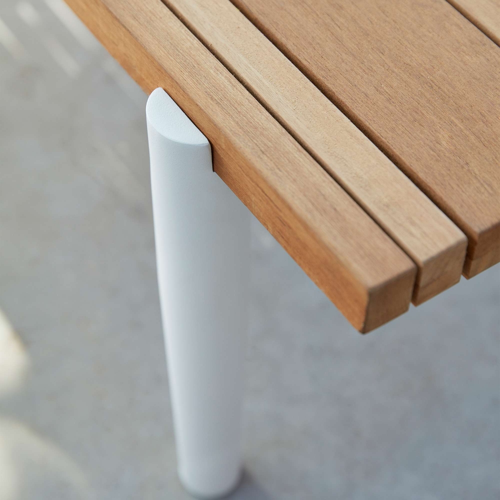 Diphano Switch Fabric coffee table 140x62 cm 37h cm with Teak top