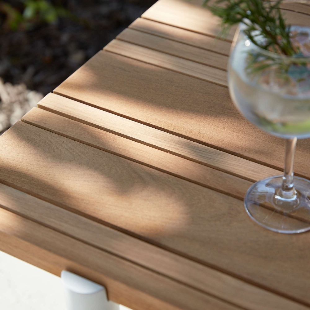 Diphano Switch Fabric coffee table 140x62 cm 37h cm with Teak top