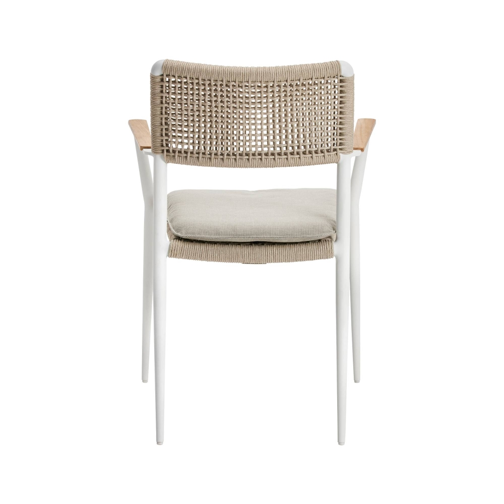 Diphano Ray dining side chair with teak armrests