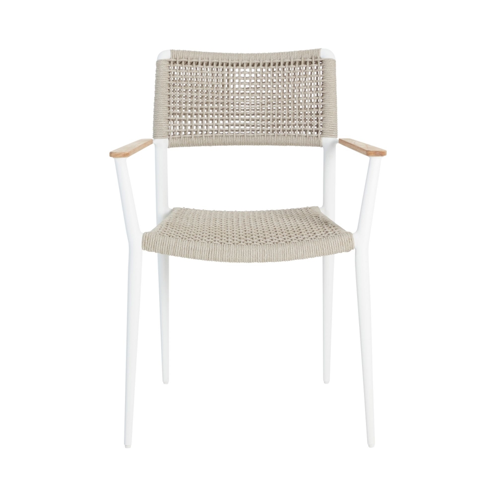 Diphano Ray dining side chair with teak armrests