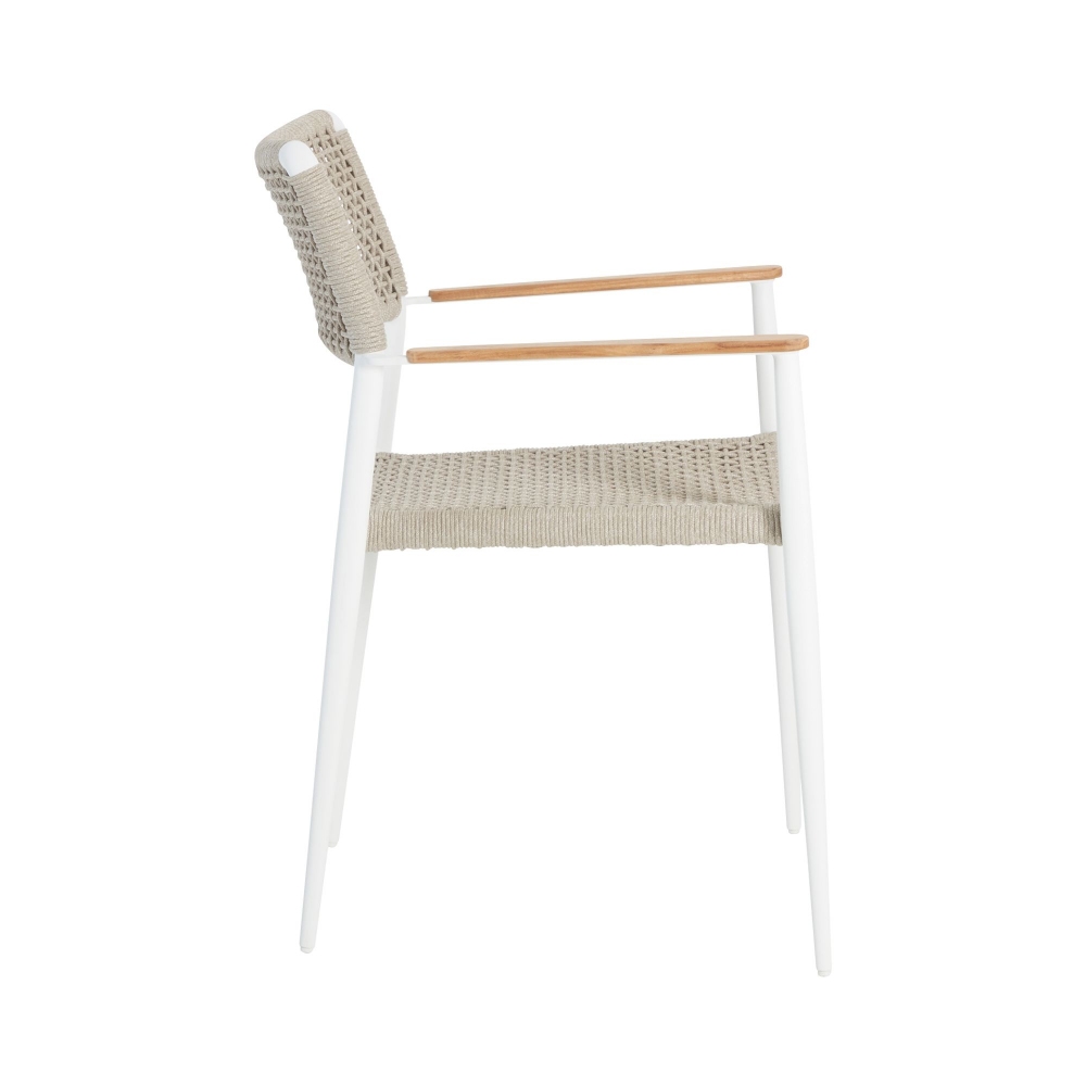 Diphano Ray dining side chair with teak armrests
