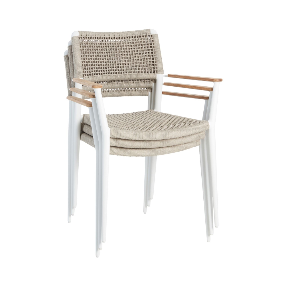 Diphano Ray dining side chair with teak armrests