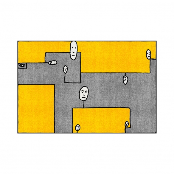 Qeeboo Dog Yellow rectangular carpet