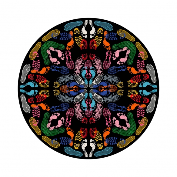 Qeeboo Let's Dance Human Tracec Dark round carpet