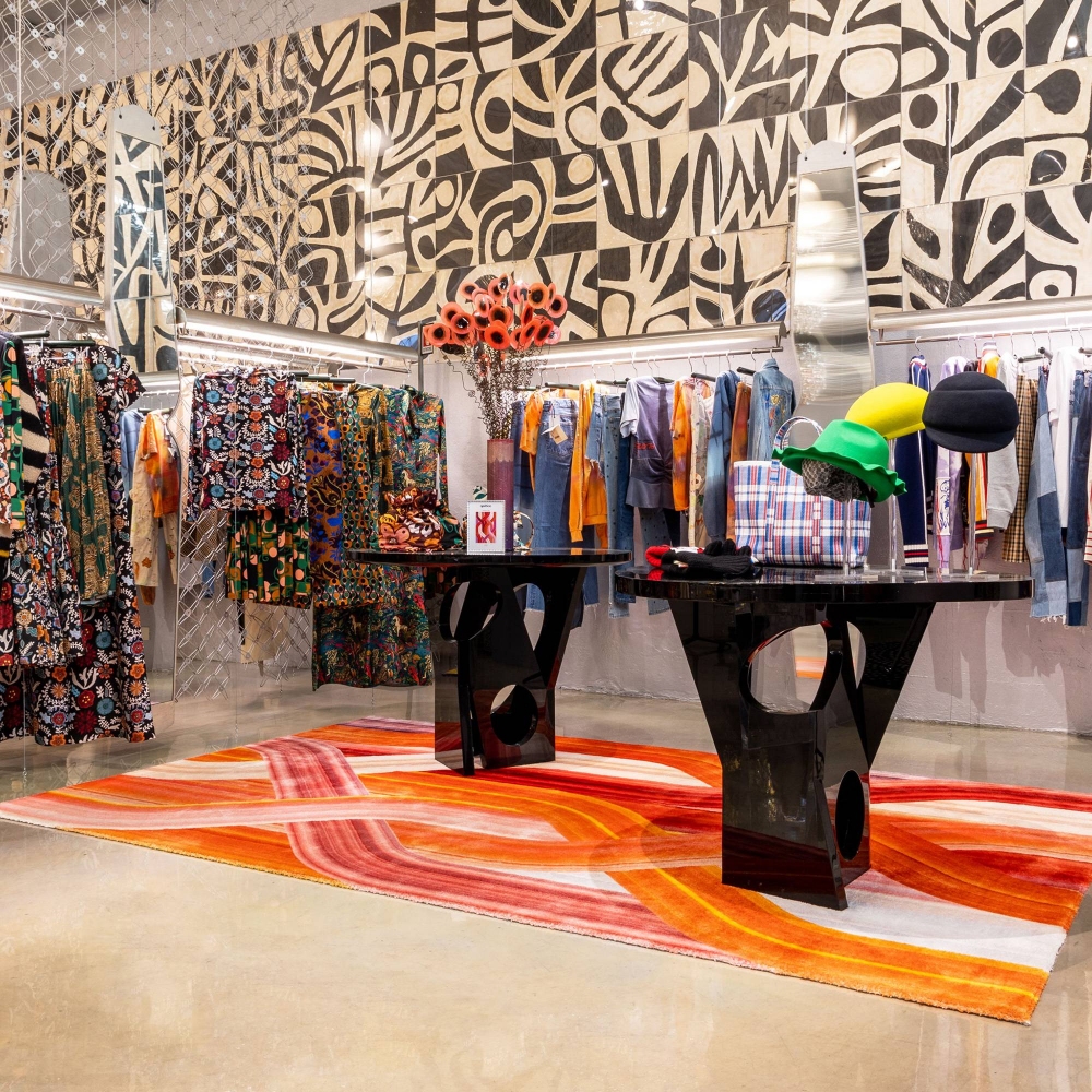 Qeeboo Tappeto Wave red rettangolare