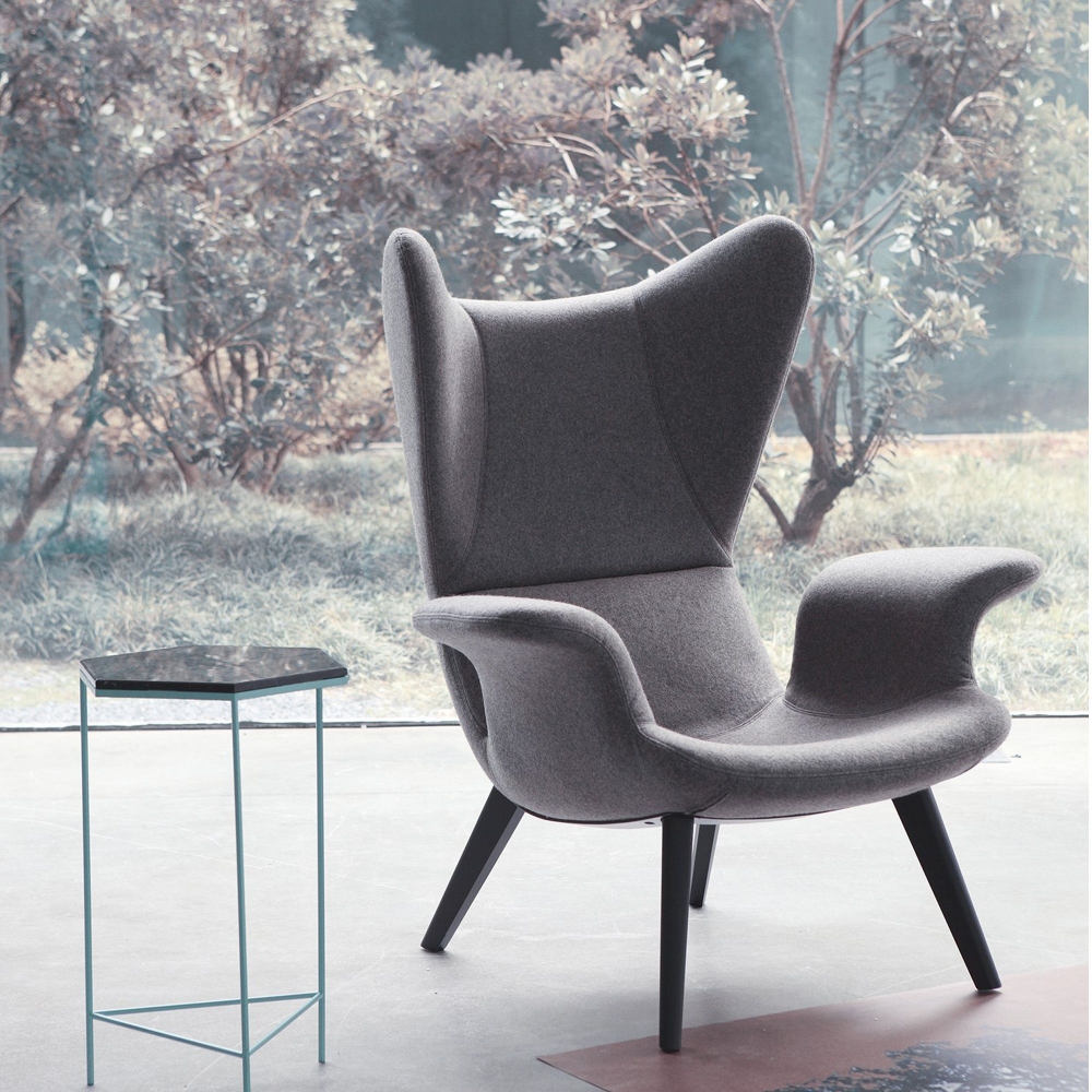 Quick Ship - Diesel With Moroso Longwave Armchair - Charcoal ash base and Divina MD Grey fabric