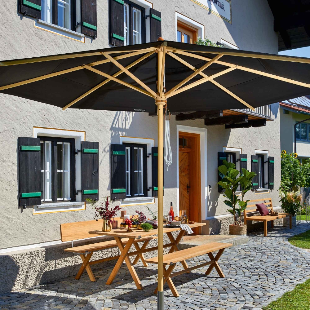 Weishäupl Ombrellone rotondo da giardino Klassiker - Base in cemento inclusa