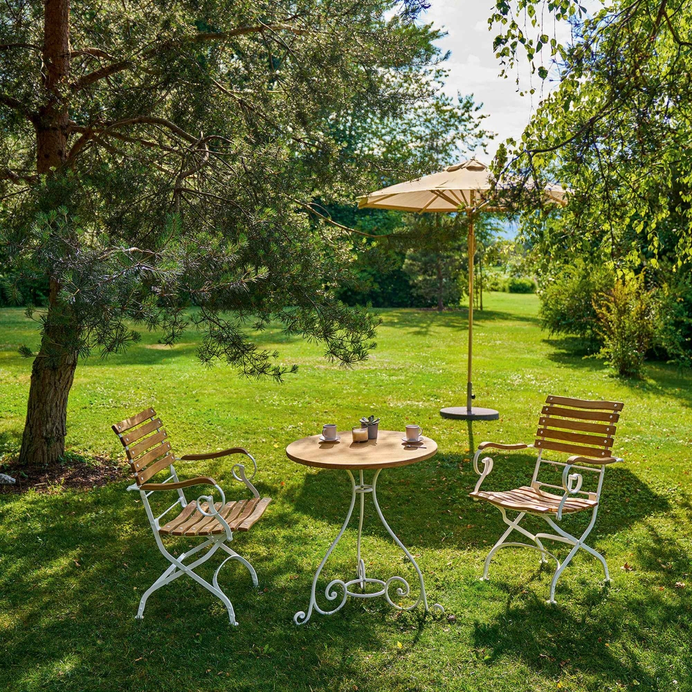 Weishäupl Teak round garden umbrella - Round concrete base included