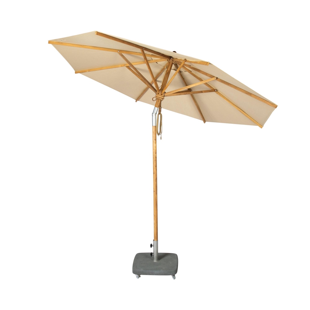 Weishäupl Teak round garden umbrella - Base with wheels included