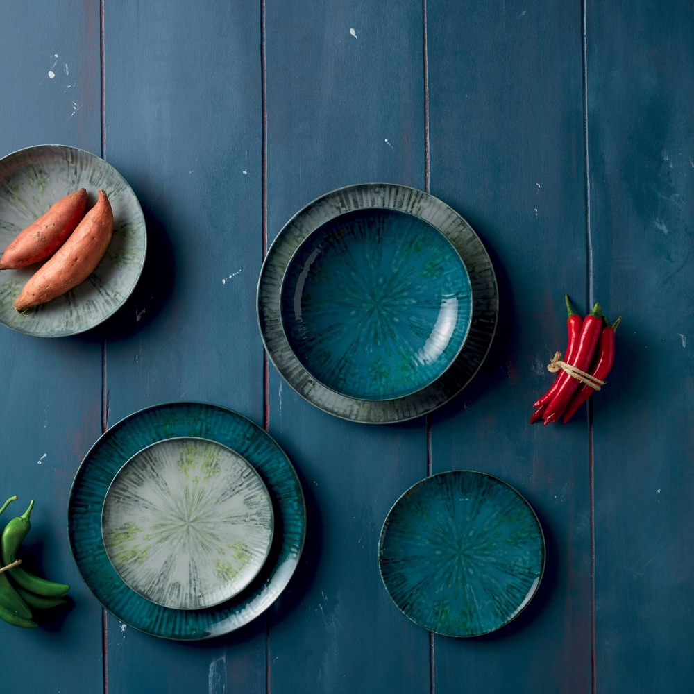 Arthur Krupp Set of 4 Fusion Blue flat plates diam. 20 cm