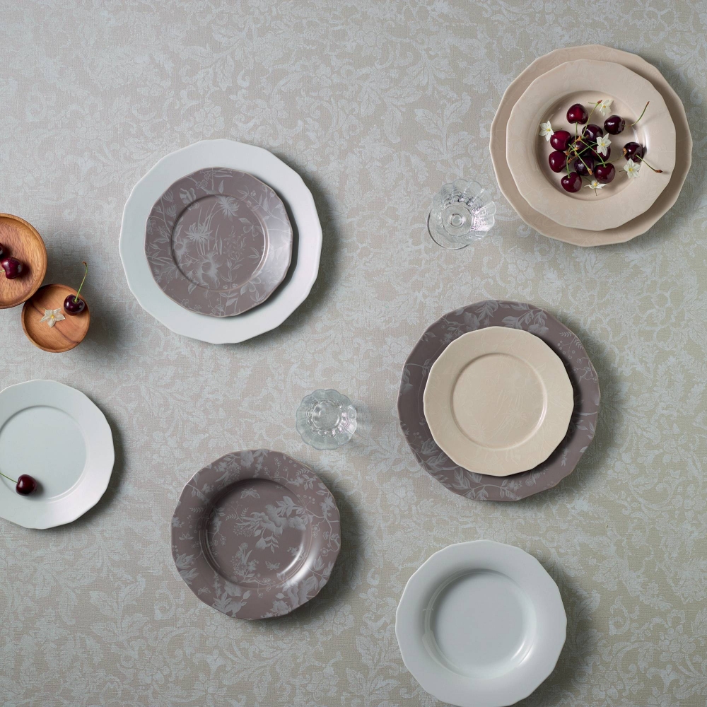 Arthur Krupp Set of 4 soup plates Garden Glamour Grey diam 24 cm