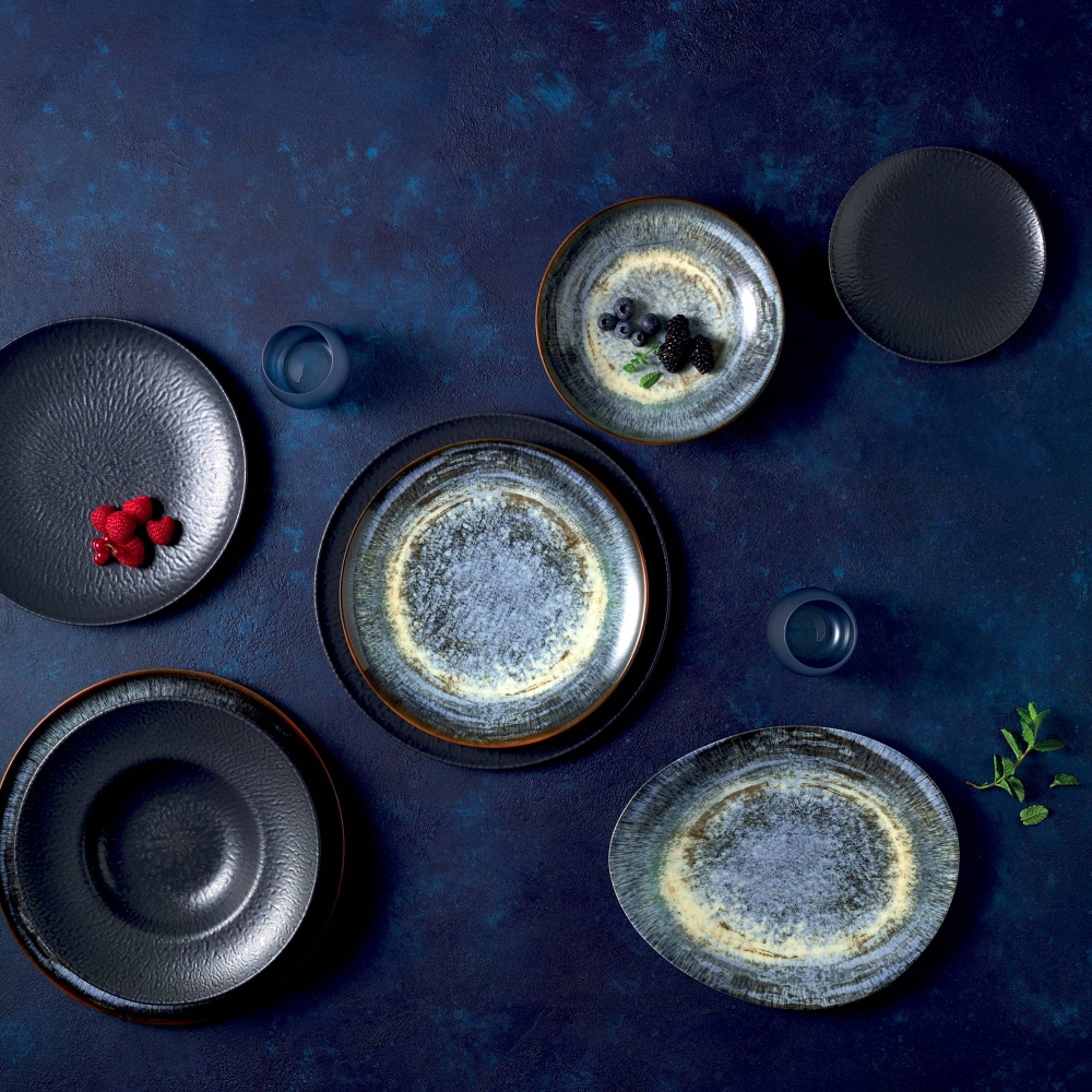 Arthur Krupp Set 4 piatti piani Stoneware Onyx diam 20 cm